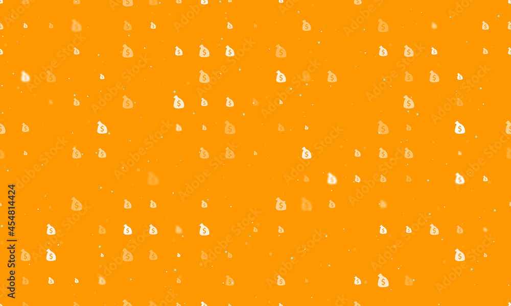 Poster seamless background pattern of evenly spaced white bag of money symbols of different sizes and opaci