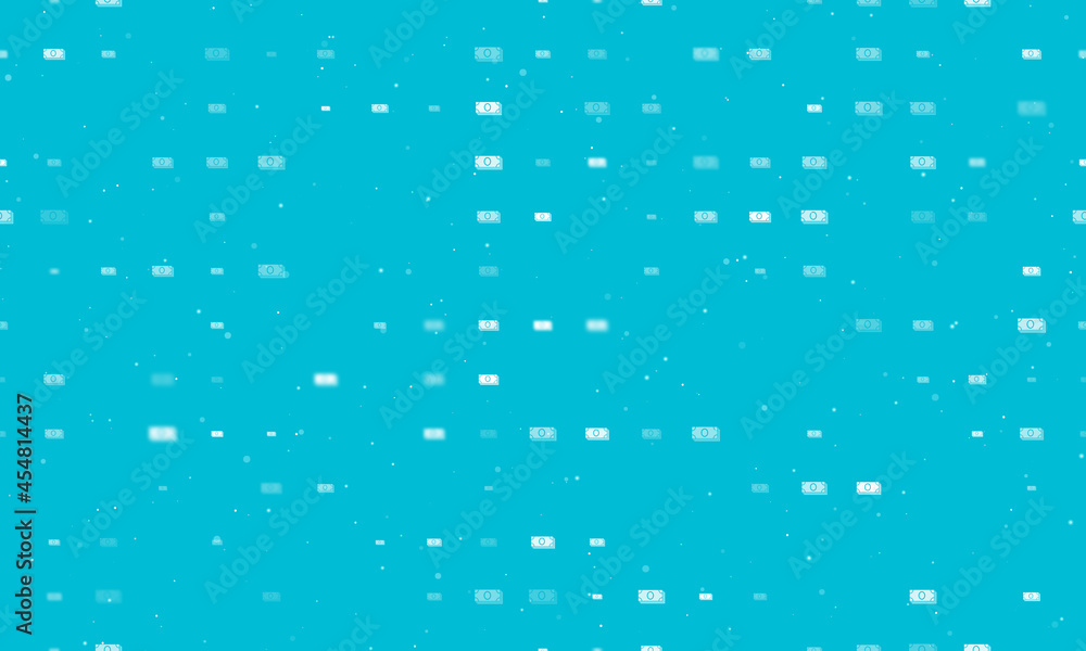 Poster seamless background pattern of evenly spaced white money bundle symbols of different sizes and opaci