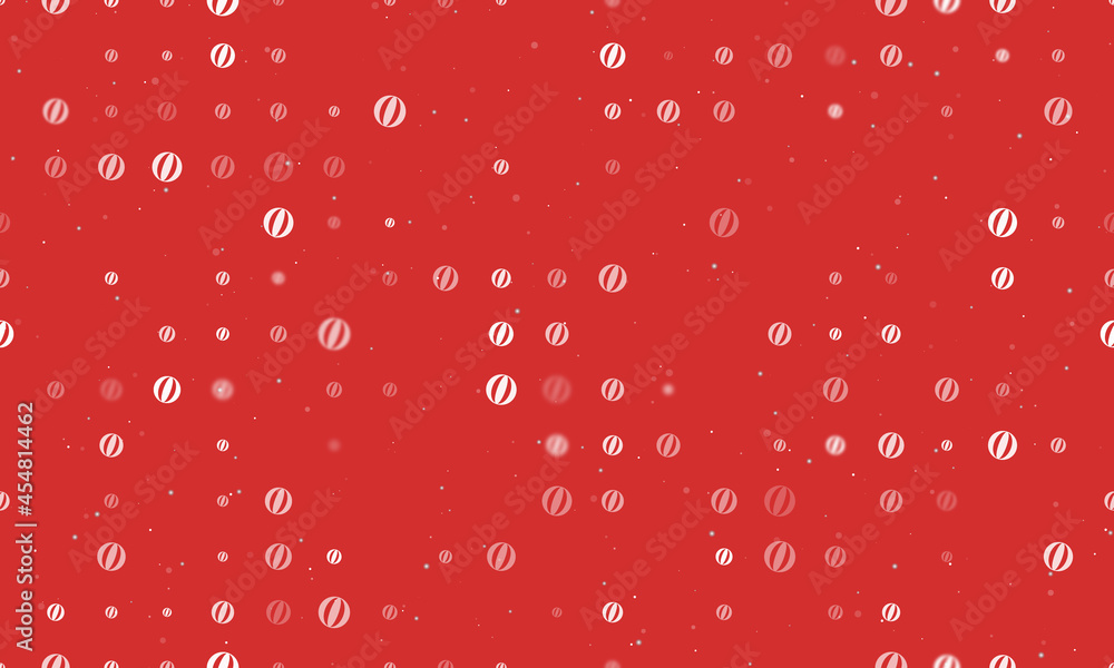 Poster seamless background pattern of evenly spaced white beach ball symbols of different sizes and opacity