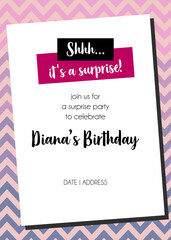Surprise Party | Secret Party vector calligraphic invitation card