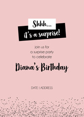 Surprise Party | Secret Party vector calligraphic invitation card