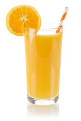 Orange juice fresh drink in a glass isolated on white