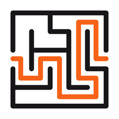 Abstract maze. Find right way. Isolated simple square maze black line on white background. Vector illustration.