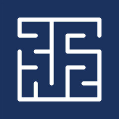 Abstract maze. Find right way. Isolated simple square maze black line on white background. Vector illustration.