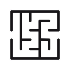 Abstract maze. Find right way. Isolated simple square maze black line on white background. Vector illustration.