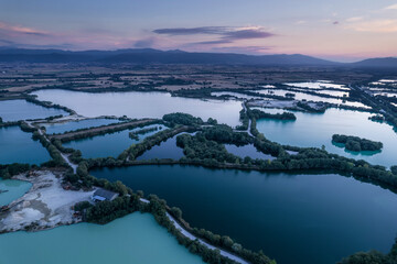 Panoramic landscape in the Laguna de Antela at sunset