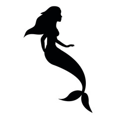 Vector flat mermaid silhouette isolated on white background