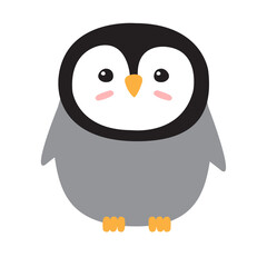 Vector hand drawn doodle flat cartoon penguin isolated on white background