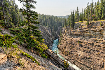 Landscapes along the shores of Abraham Lake and the South Saskatchewan River in the Canadian Rocky...