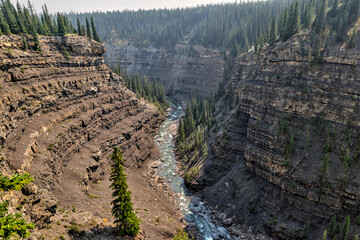 Landscapes along the shores of Abraham Lake and the South Saskatchewan River in the Canadian Rocky...