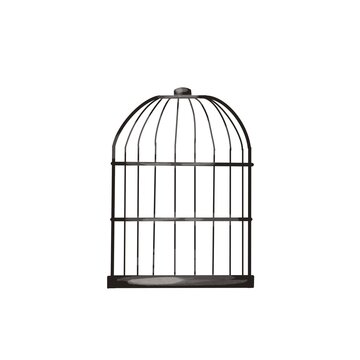 empty bird cage. watercolor illustration. isolated on white background