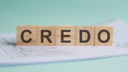 credo word made with building blocks, business concept