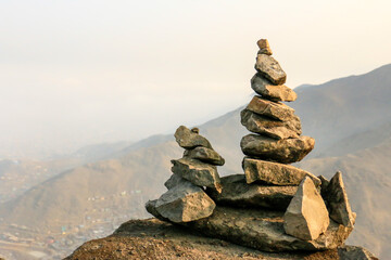 Apacheta, mound of stones, offering made by the peoples of the Andes to the Pachamama.