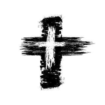 Black blotted cross. Vector illustration