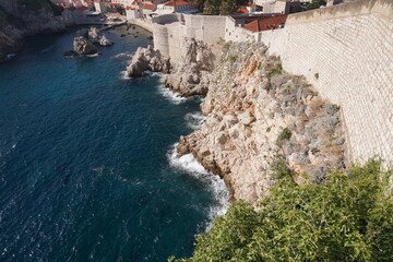 Stunning view from Dubrovnik's City Walls onto the mediterrenean sea