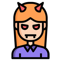 devil woman Color line icon