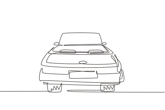 recommend clip art: Continuous one line drawing vintage convertible sports car line icon. Outline symbol of collectors car and automotive design. Classic motor vehicle. Single line draw design vector graphic illustration
