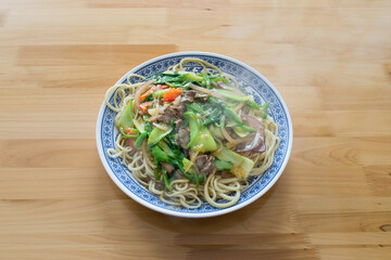 Classic and delicious cumin lamb topped noodles