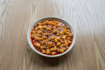 Stir-fried jelly with chili tofu- a tofu made from corn flour