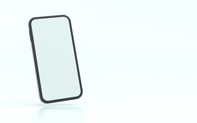 Simple mobile phone 3d illustration with clear screen and bright colors