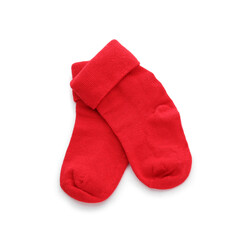 Baby socks on white background