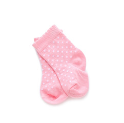 Baby socks on white background