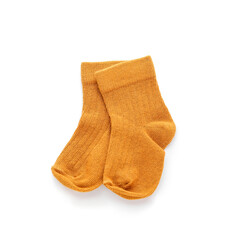 Baby socks on white background