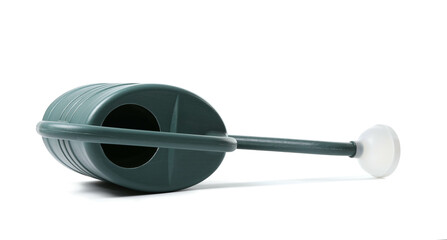 Stylish watering can on white background