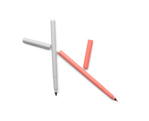 Colorful markers on white background