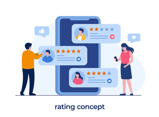 application rating concept, technology, customer satisfaction, review, ui and ux, social media, flat illustration vector