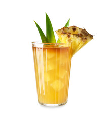 Glass of tasty mai tai cocktail on white background