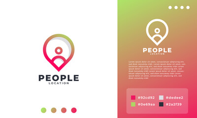People Pin Logo Design Template Element