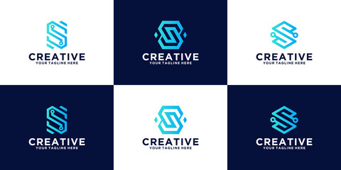 Fototapeta premium set of initial letter s logos for business companies, technology