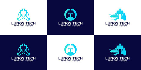 a collection of technology lung logo designs, for health and technology companies