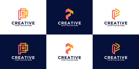 collection of the letter P monogram logo, for business, finance, fashion and technology consulting