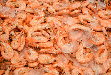 Shrimps for sale at a market stall