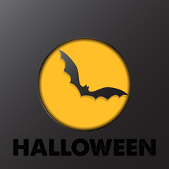 Happy Halloween banner or party invitation shine background with moon and bat. 
