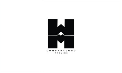 MW, WM, Abstract initial monogram letter alphabet logo design
