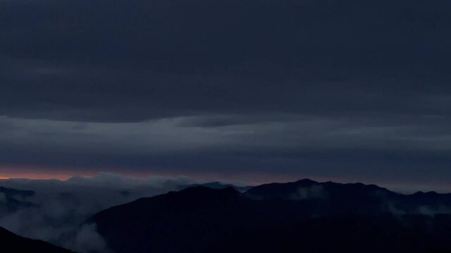 sunset over the mountains on a cloudy day