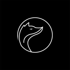 wolf line logo design in circle