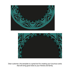 Business card design in black with blue ornaments. Stylish business cards with place for your text and abstract patterns.