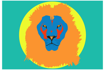 Lion Head bright colors vector