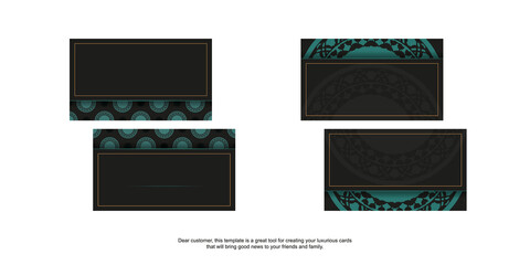 Preparing a business card with a place for your text and an abstract ornament. Business card design in black with blue patterns.