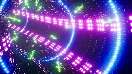 Obraz premium Bright Neon Light Futuristic Cyber Tunnel 3D Rendering