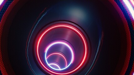 Fall into the Red Light Metal Grill VJ Tunnel 3D Rendering