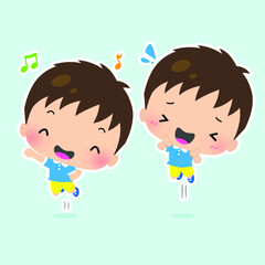 Illustration of a boy jumping happily