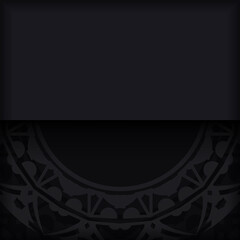 Print-ready black business card design with Greek patterns. Business card template with place for your text and vintage ornament.