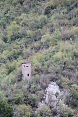 Hillside round turret building