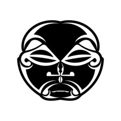 Tattoo ornament with sun face maori style. African, aztecs or mayan ethnic mask.