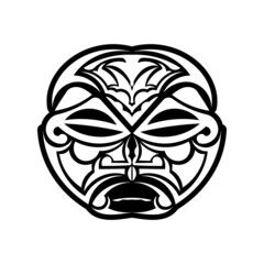 Tattoo ornament with sun face maori style. African, aztecs or mayan ethnic mask.
